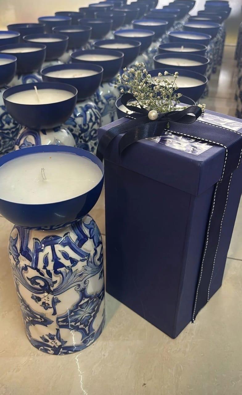 Blue Ceramic Candle Holder