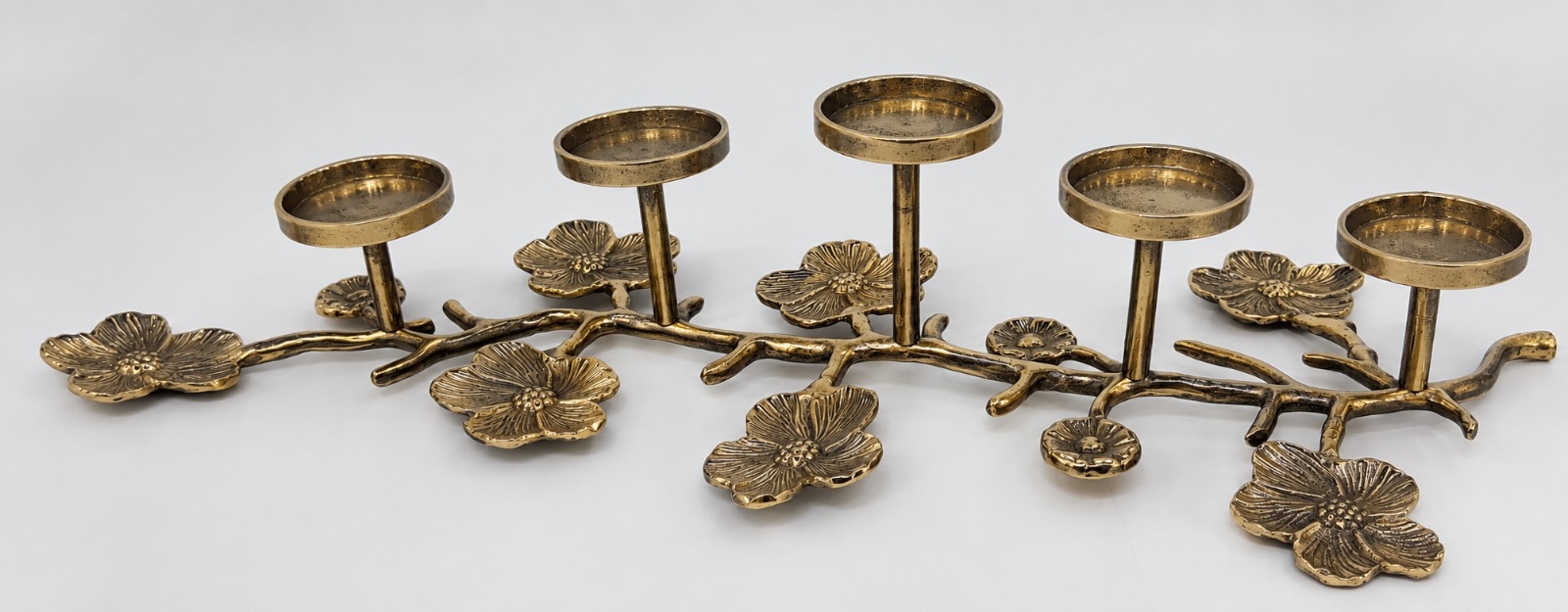 Brass Floral Branch Candle Holder