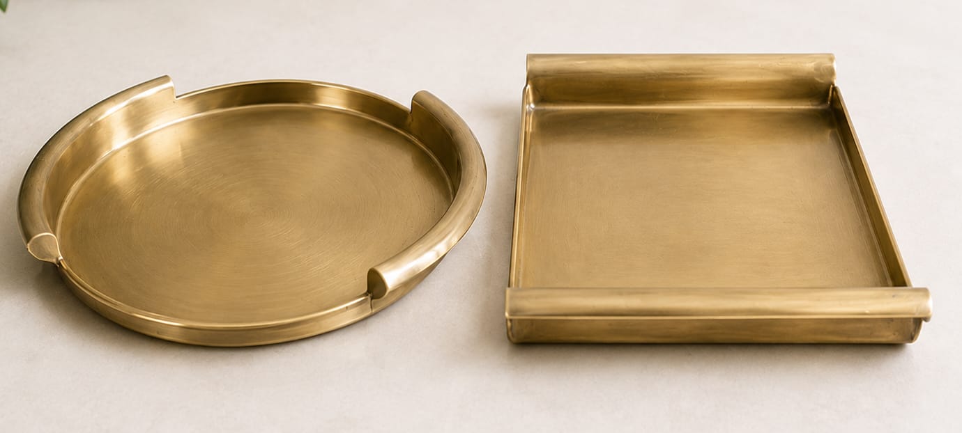 Brass Serving Tray Set