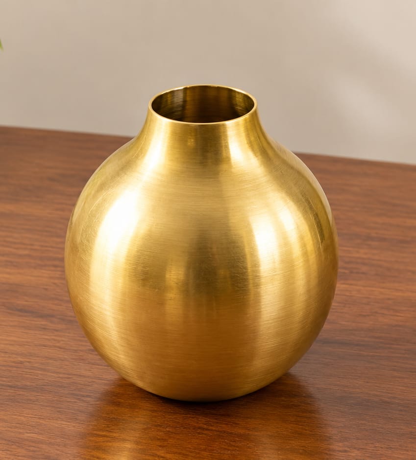 Brushed Brass Round Vase