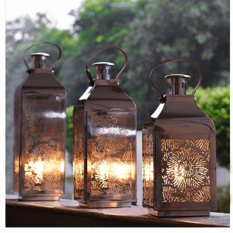 Metal Firework Cutwork Lanterns – Set of 3