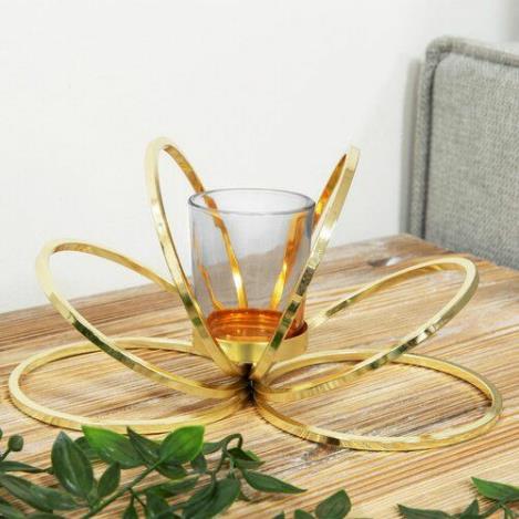 Gold Lotus Flower Votive Holder