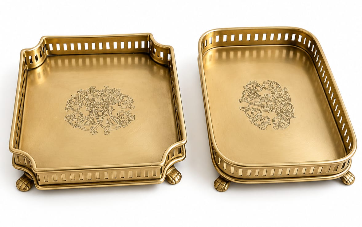 Engraved Brass Serving Trays