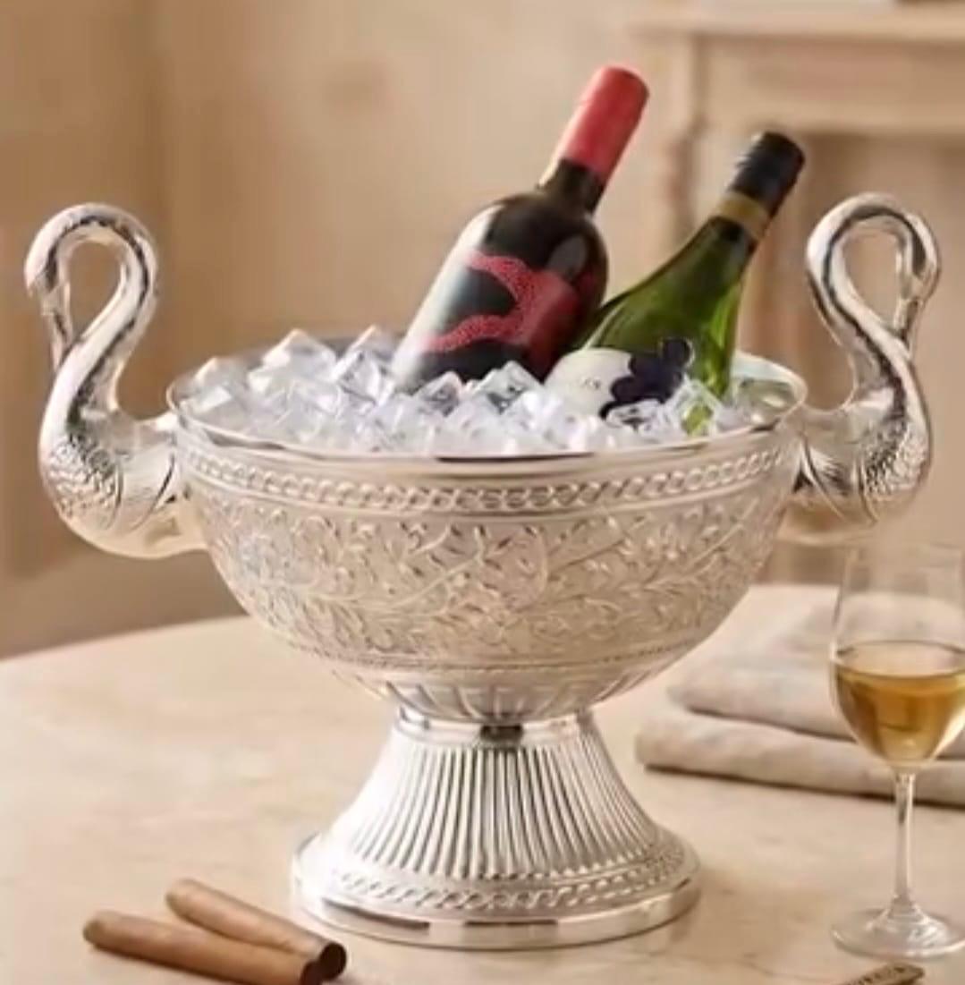 Engraved Silver Swan Wine Chiller