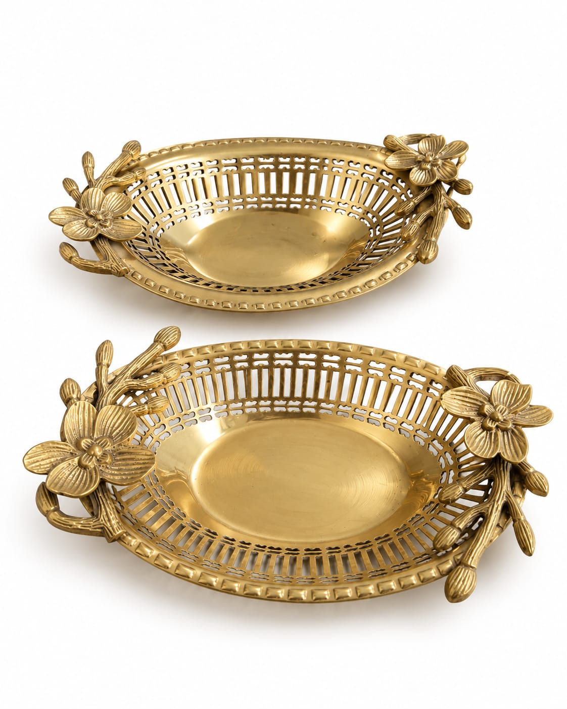 Floral Brass Decorative Trays