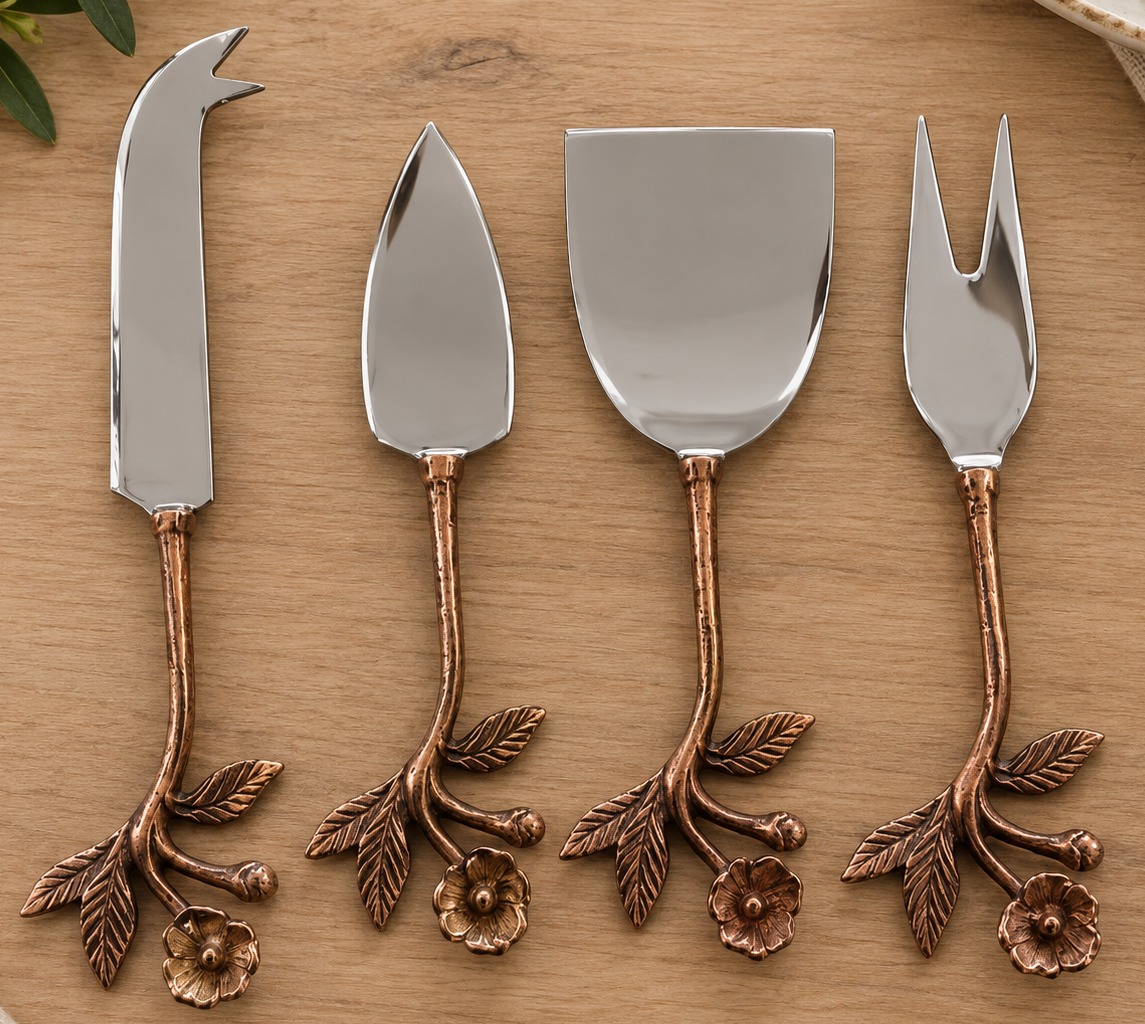 Floral Handle Cheese Knife Set
