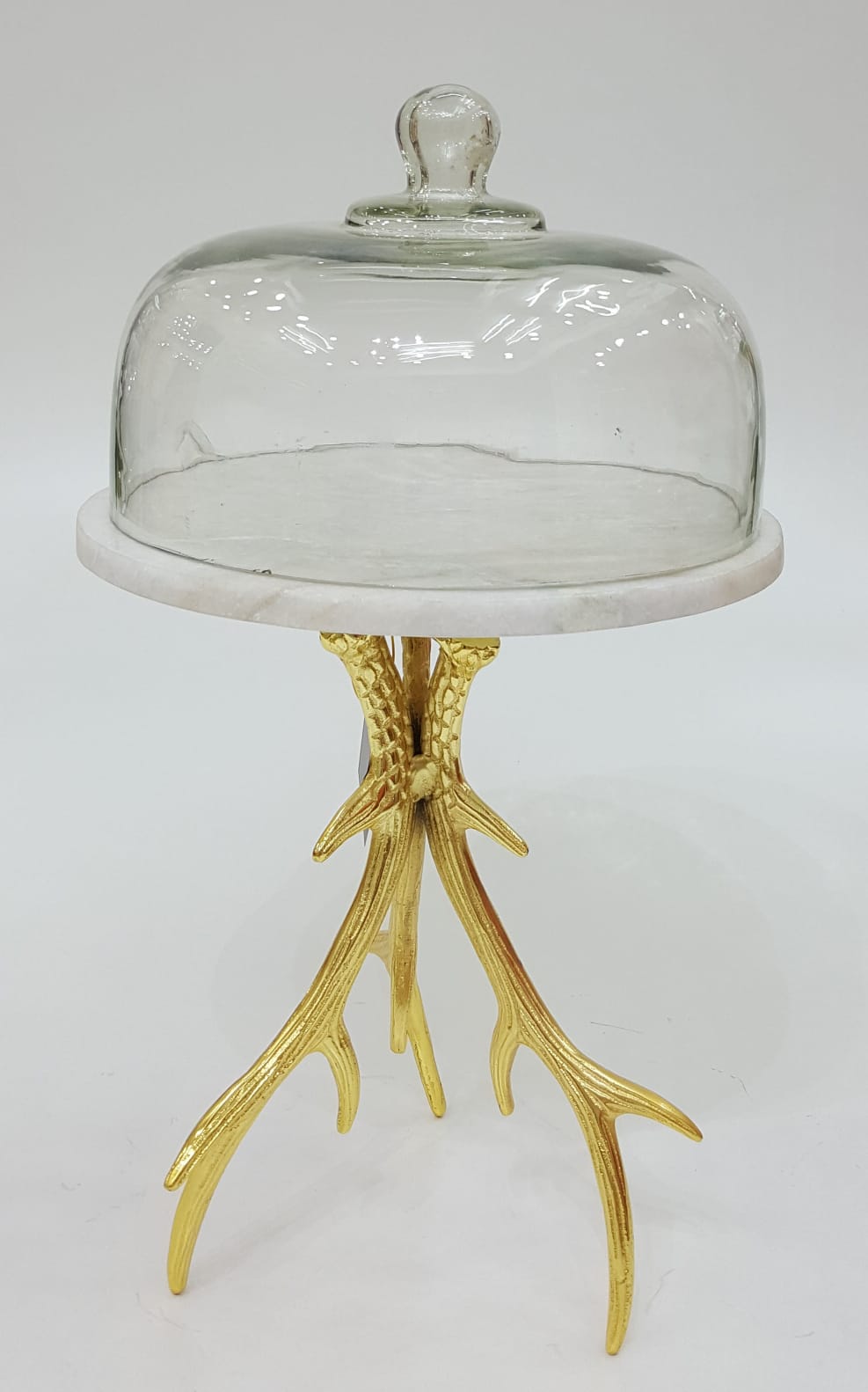 Glass Dome with Gold Antler Stand