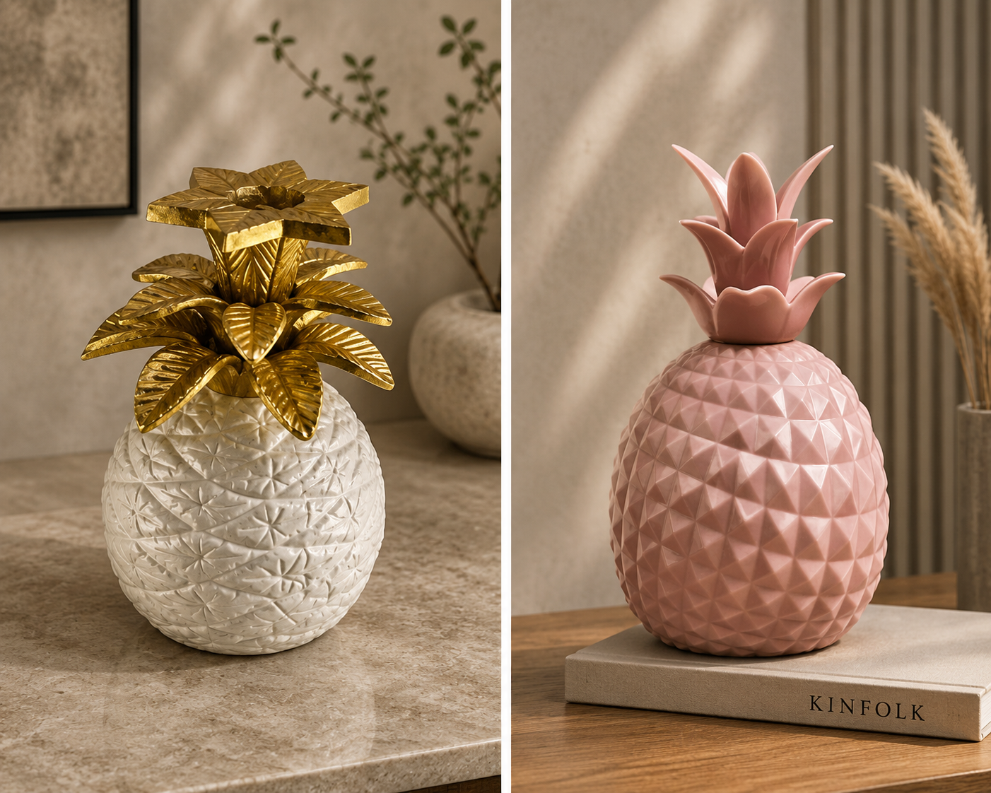 Gold and White Pineapple Sculpture