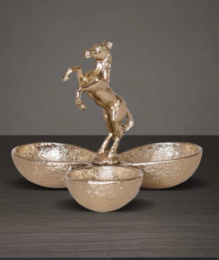 Gold Horse Triple Bowl