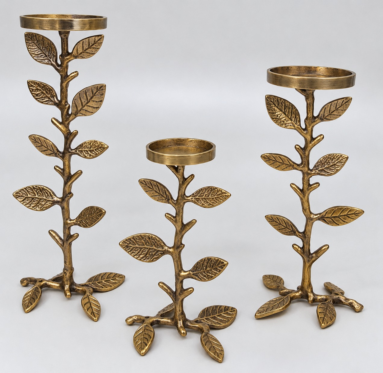 Gold Leaf Branch Candle Holders