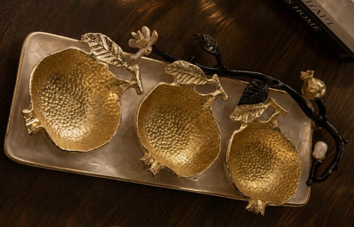 Gold Pomegranate Serving Tray