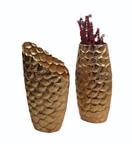 Gold Textured Metal Vases