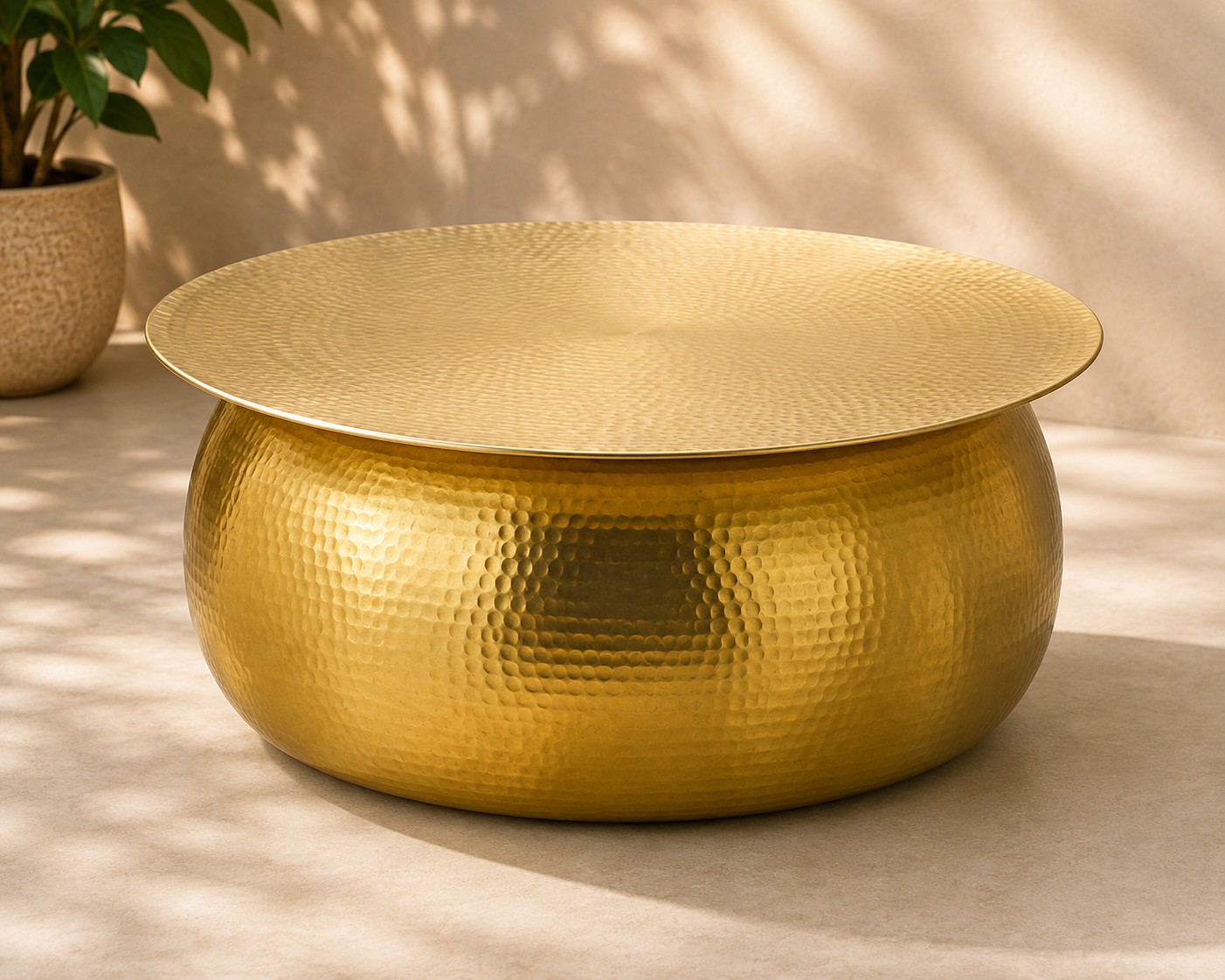 Hammered Brass Coffee Table Gold