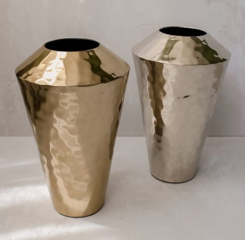 Hammered Metal Vases Set