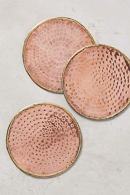 Hammered Pink Metal Coasters
