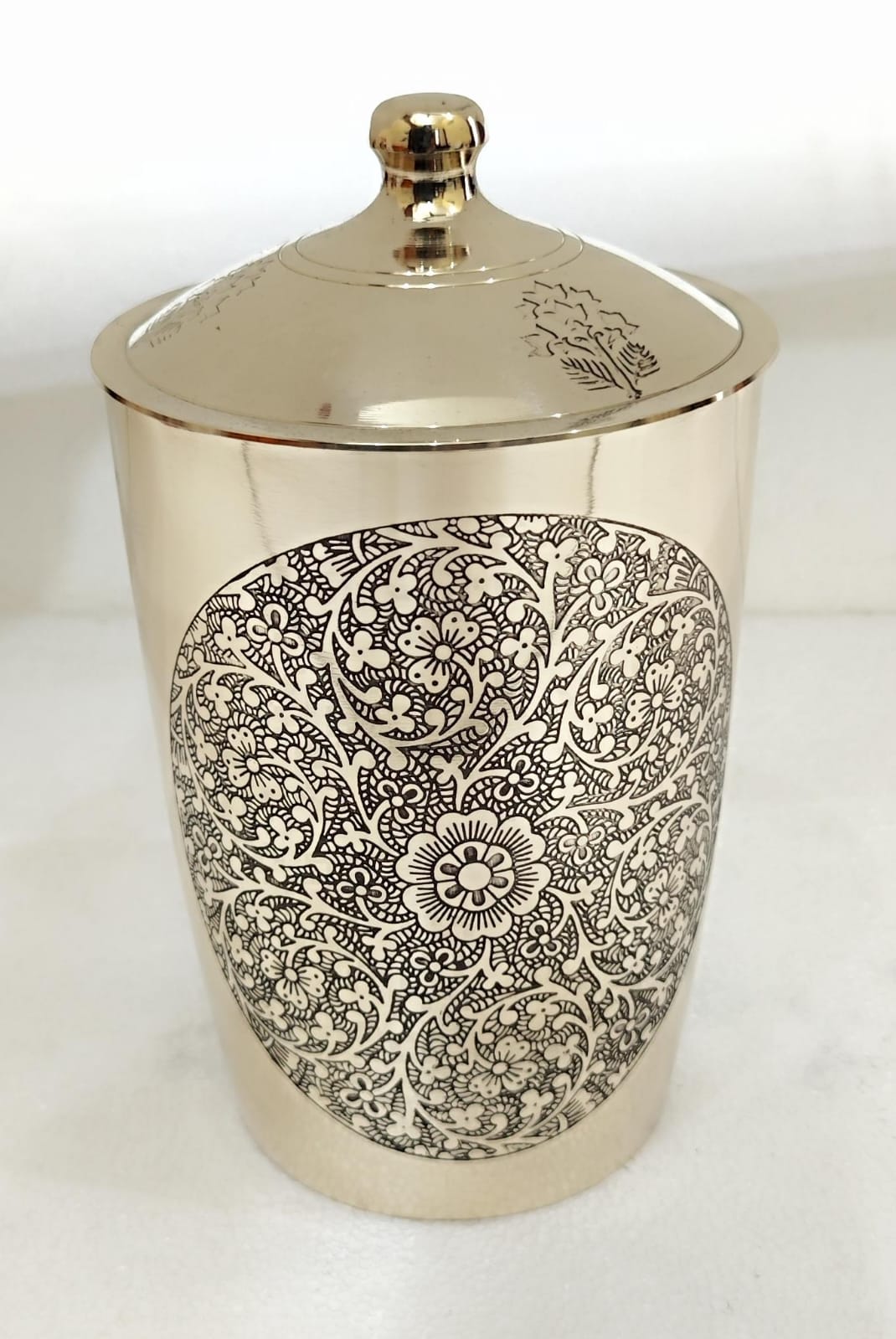 Gold Engraved Lidded Canister