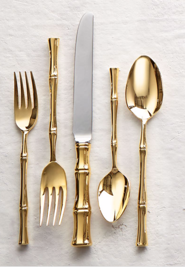 Gold Bamboo-Handle Cutlery Set – 5 Piece