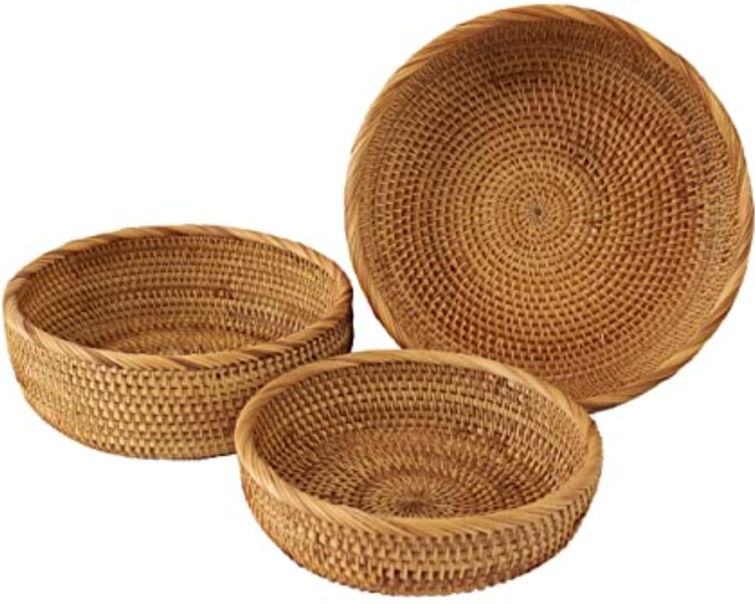 Rattan Round Bread Baskets – Set of 3