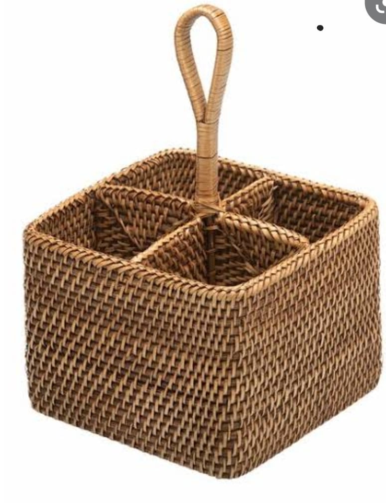 Rattan 4-Compartment Cutlery Caddy