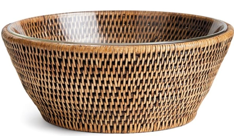 Rattan Salad Bowl with Glass Insert