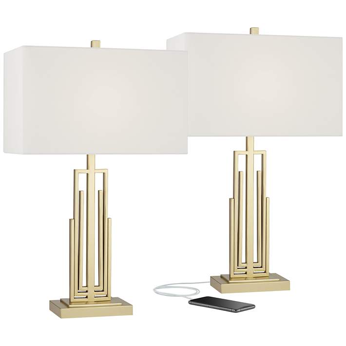 Art Deco Vertical Bar Table Lamp – Pair