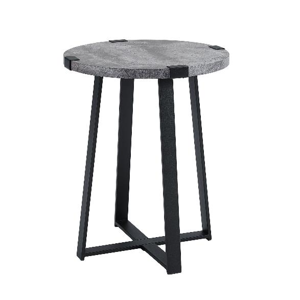 Concrete-Top Side Table with Metal Legs