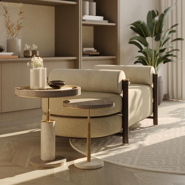 Crescent Arc Base Nesting Table – Black Glass & Gold