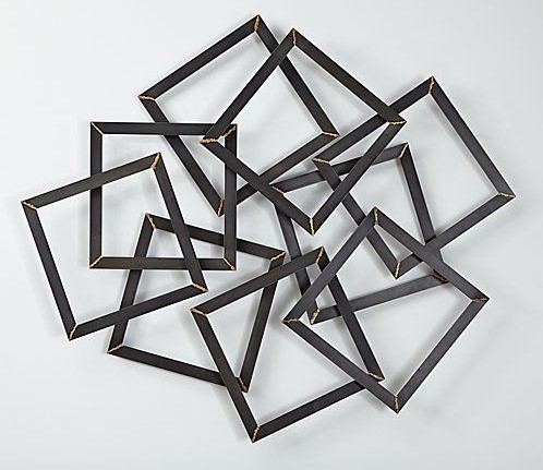 Overlapping Angular Squares Wall Sculpture – Black