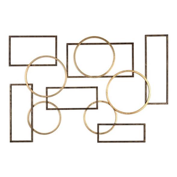 Large Geometric Circles & Rectangles Wall Composition