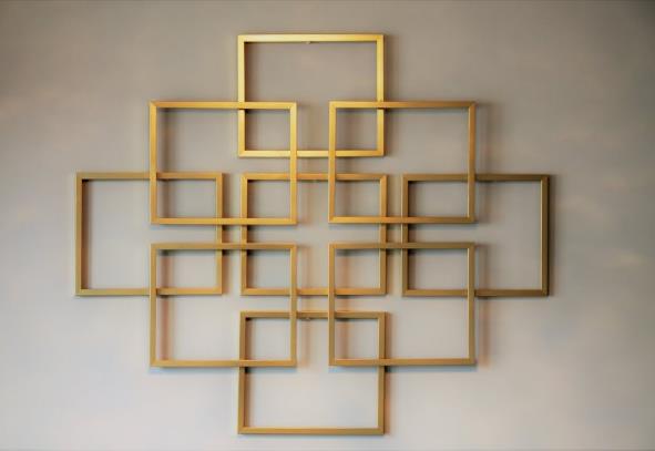 Open-Frame Rectangle Composition Wall Art – Gold