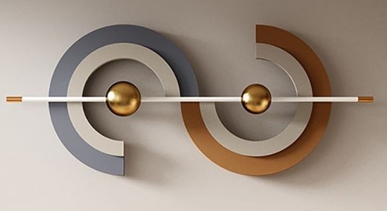 Abstract Semicircle & Gold Sphere Wall Sculpture