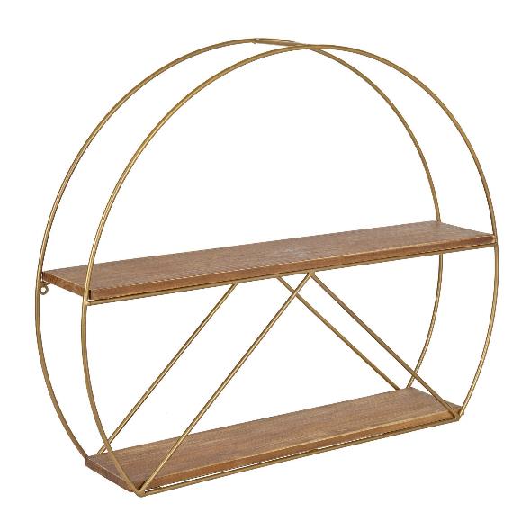 Circular Hoop 2-Tier Wall Shelf – Gold