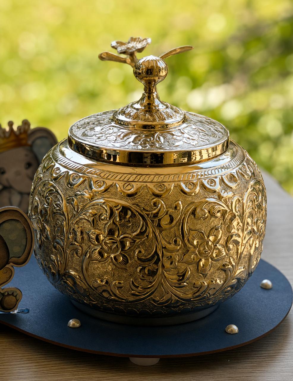 Ornate Brass Decorative Jar