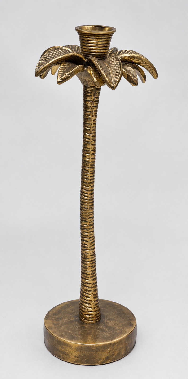 Palm Tree Brass Candle Holder
