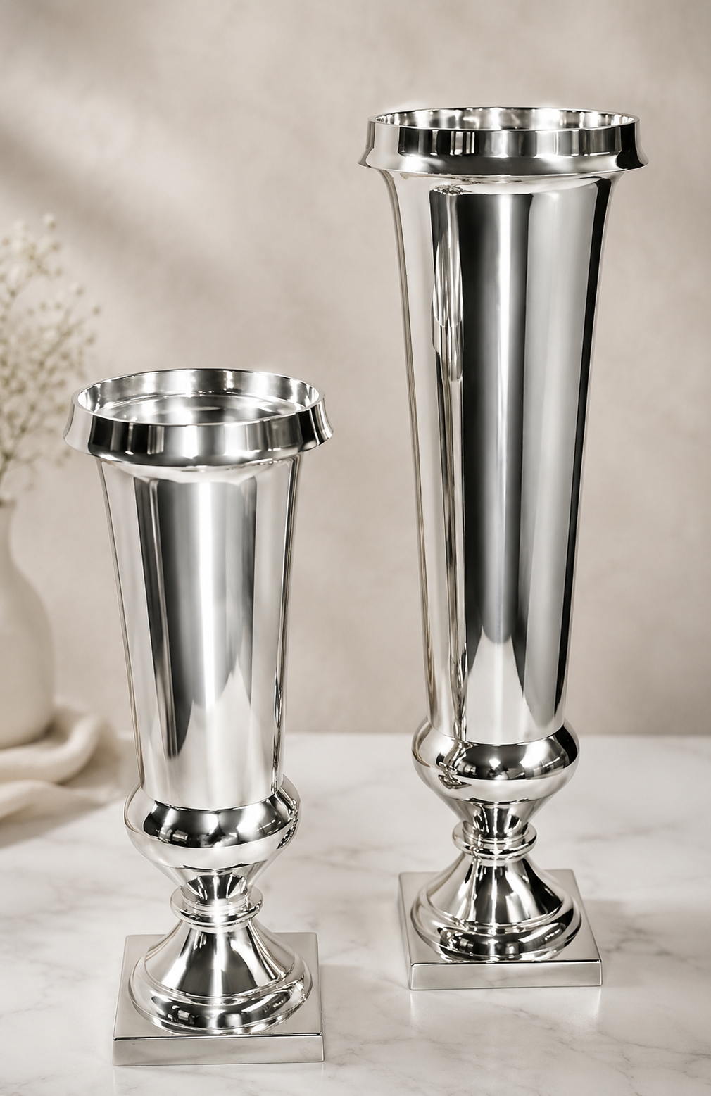 Polished Aluminum Trumpet Vases