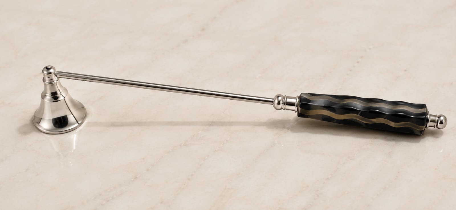 Silver Candle Snuffer with Black Handle