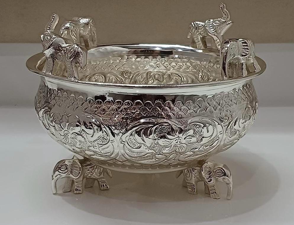 Silver Elephant Decorative Bowl