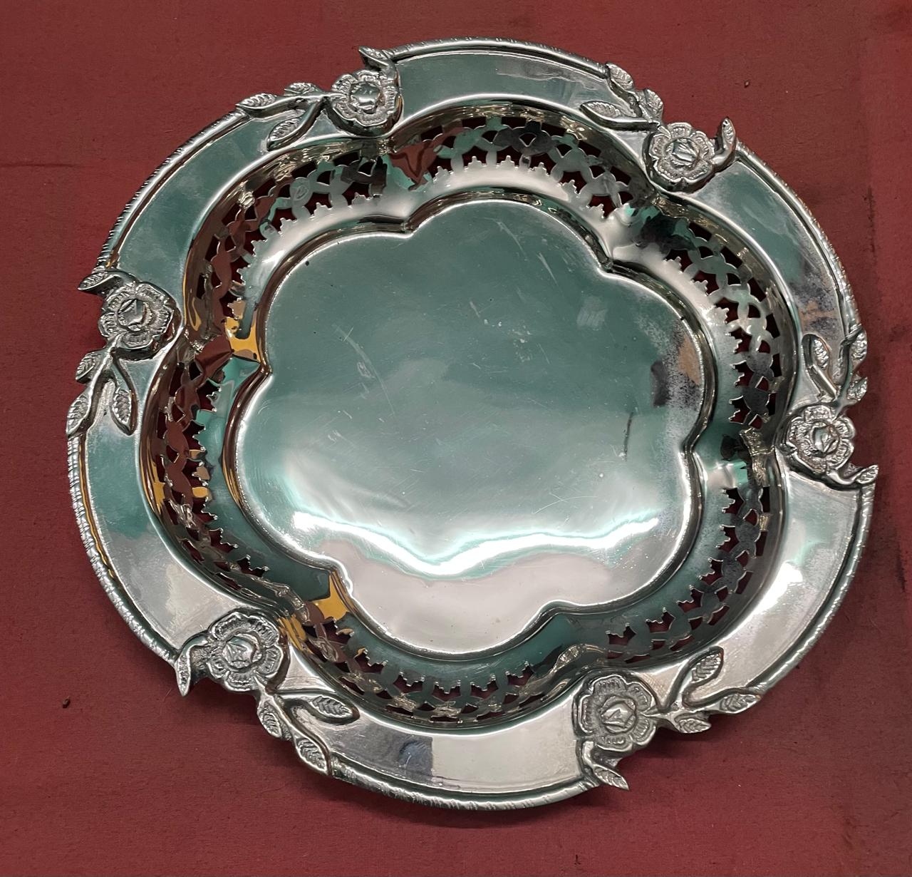 Silver Floral Decorative Tray