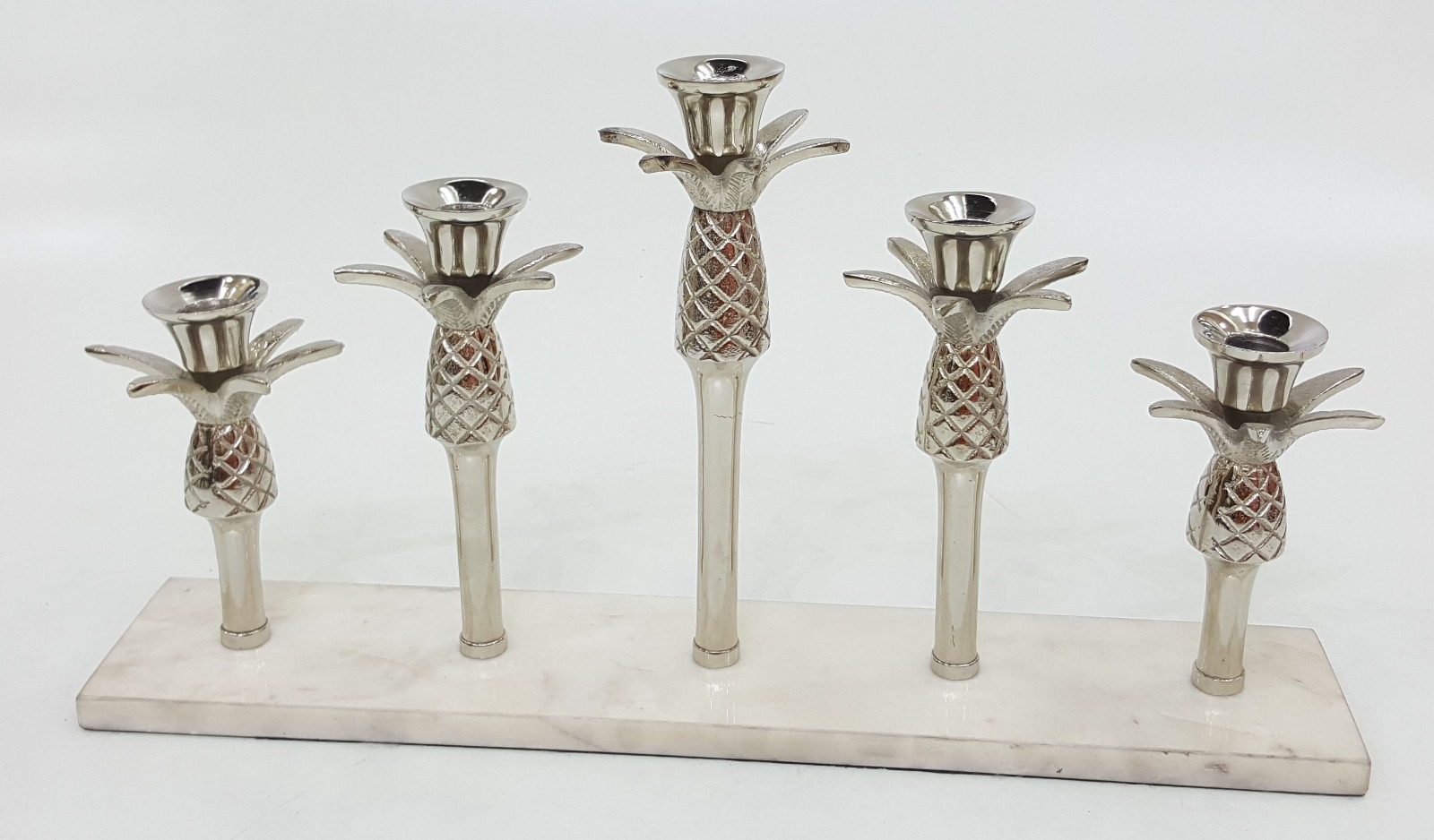 Silver Pineapple Candle Holder Set