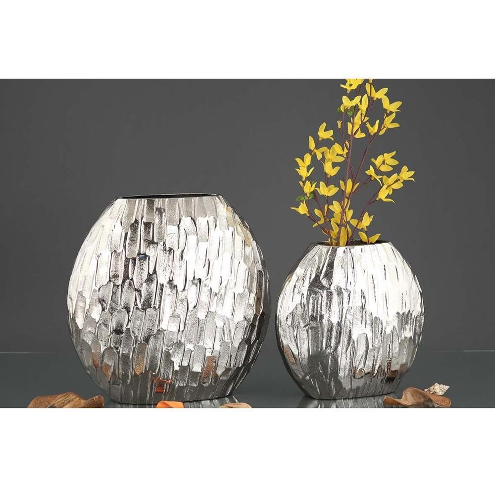 Textured Silver Metal Vases
