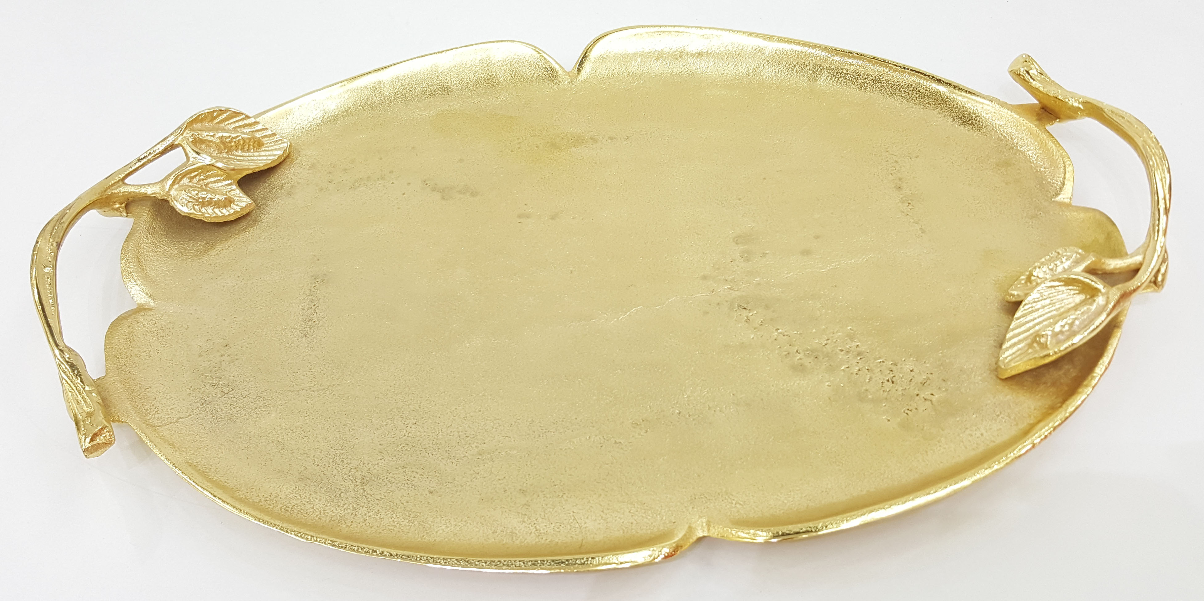 Gold Leaf-Handle Serving Tray