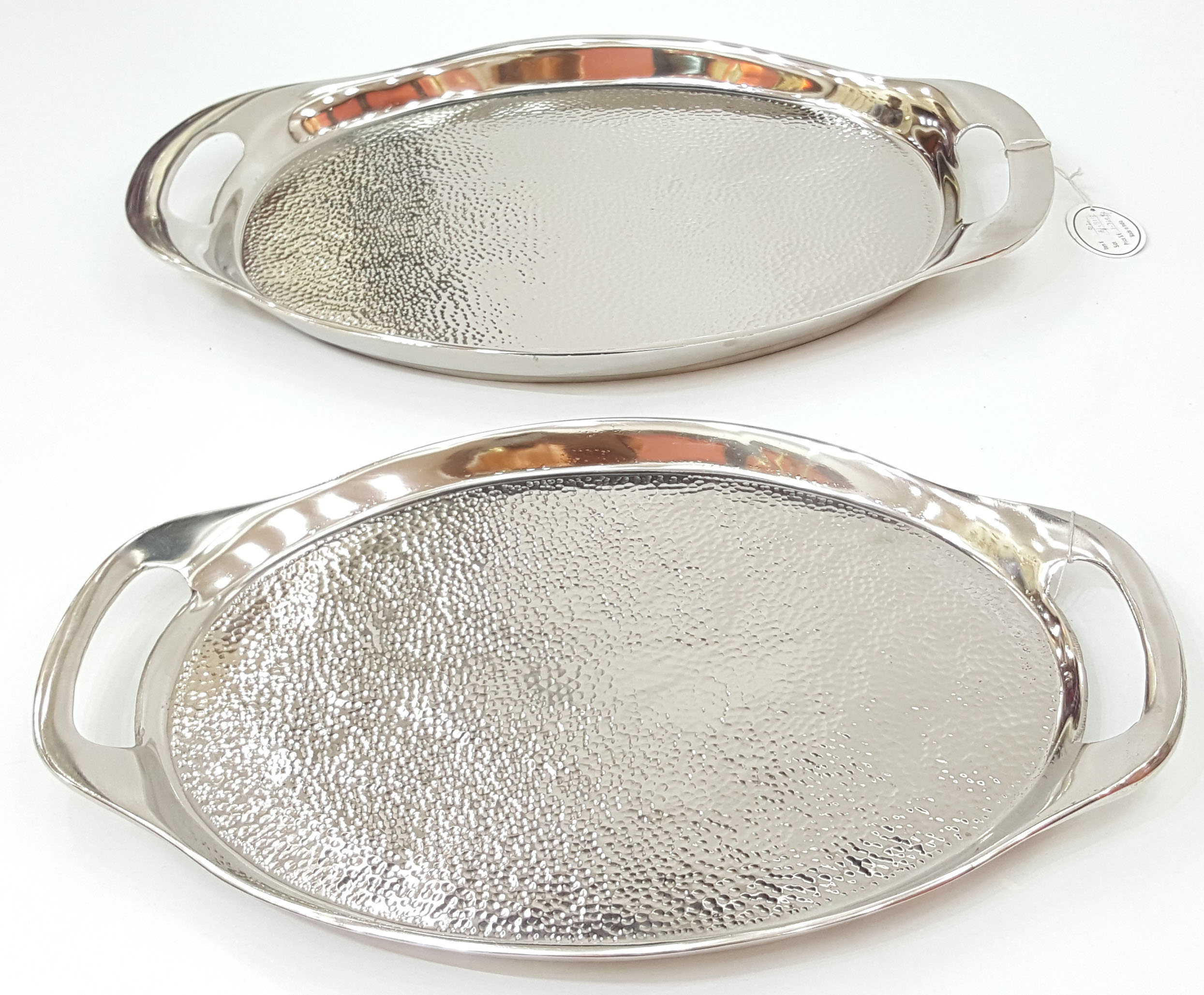 Silver Hammered Oval Tray