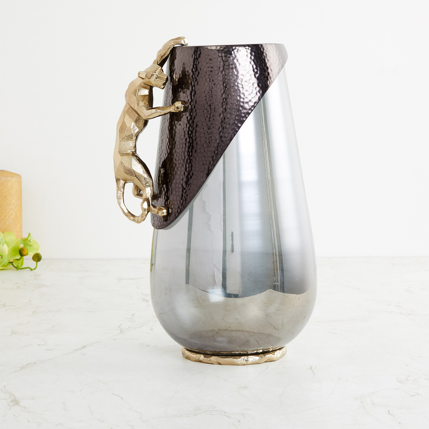 Glass Pitcher with Gold Chameleon Handle